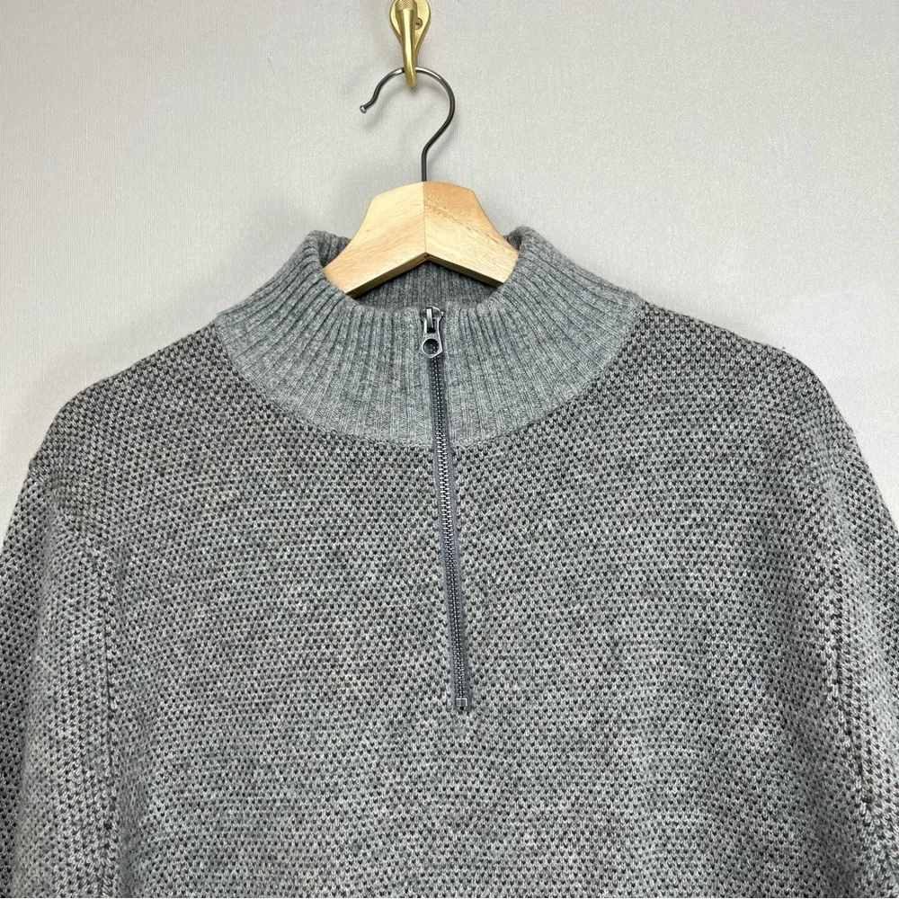 J. Crew‎ Rugged Merino Wool Blend 1/4 Zip High Neck Sweater Size Large